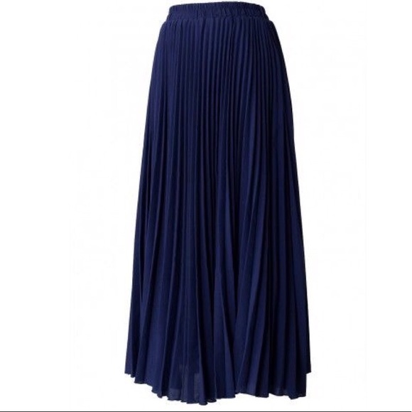navy chiffon maxi skirt